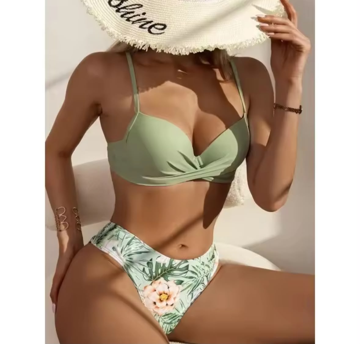 Bikini Push Up con Estampado de Piñas y Kimono Largo - Image 3